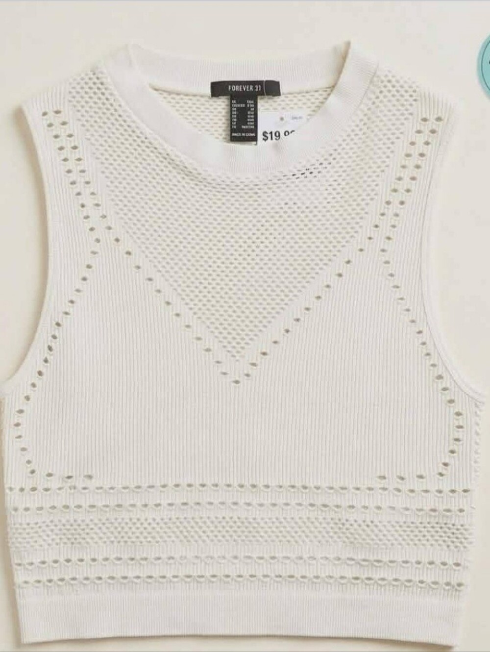 Forever 21 White Knit Cropped Tank